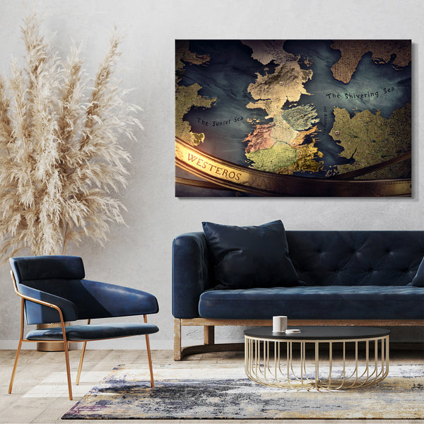 Leinwandbild Game of Thrones Landkarte Westeros Globus Meer