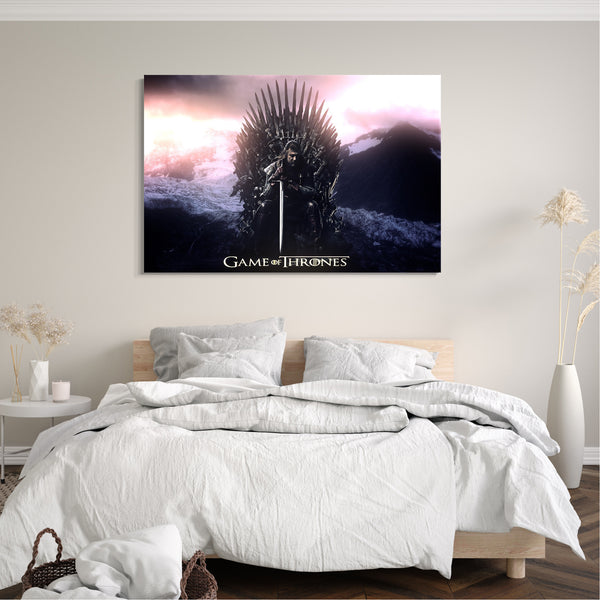 Leinwandbild Game of Thrones Ned Stark eiserner Thron mit Schwert düster