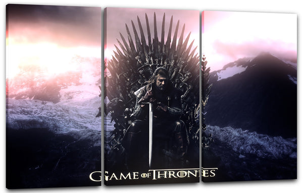 Leinwandbild Game of Thrones Ned Stark eiserner Thron mit Schwert düster
