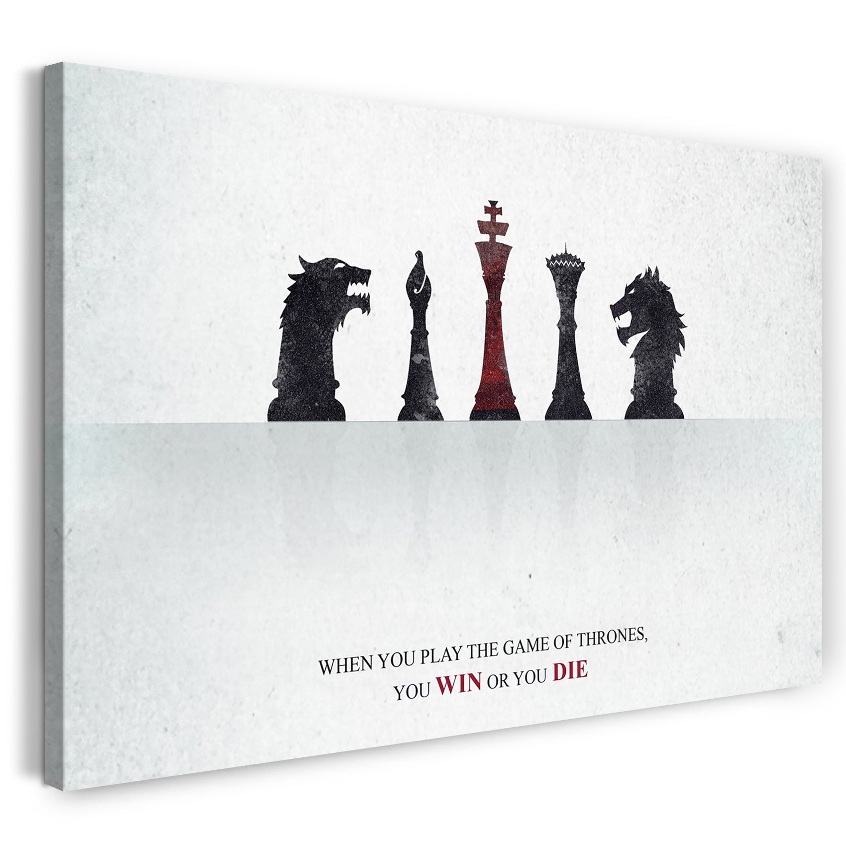 Leinwandbild Game of Thrones cooler Spruch mit Schach-Figuren