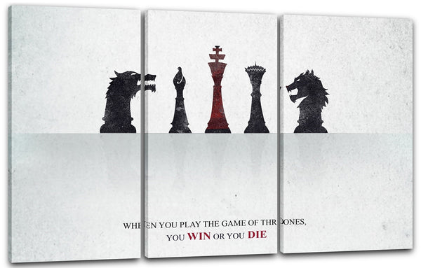 Leinwandbild Game of Thrones cooler Spruch mit Schach-Figuren