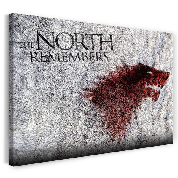 Leinwandbild Game of Thrones The North Remembers Stark Wappen grau-rot