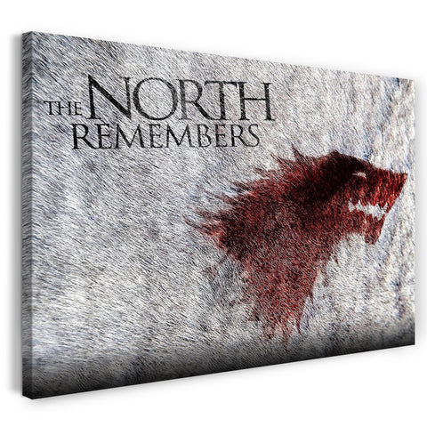 Leinwandbild Game of Thrones The North Remembers Stark Wappen grau-rot
