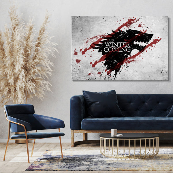 Leinwandbild Game of Thrones Winter is coming Stark grauer Hintergrund