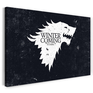 Leinwandbild Game of Thrones Winter is coming weiss und schwarzer Hintergrund