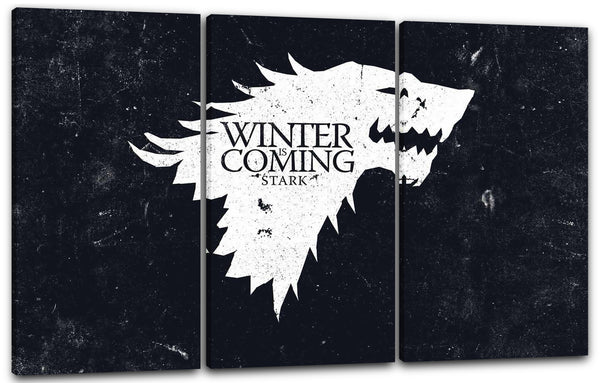 Leinwandbild Game of Thrones Winter is coming weiss und schwarzer Hintergrund