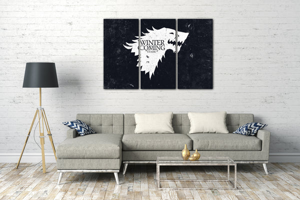 Leinwandbild Game of Thrones Winter is coming weiss und schwarzer Hintergrund