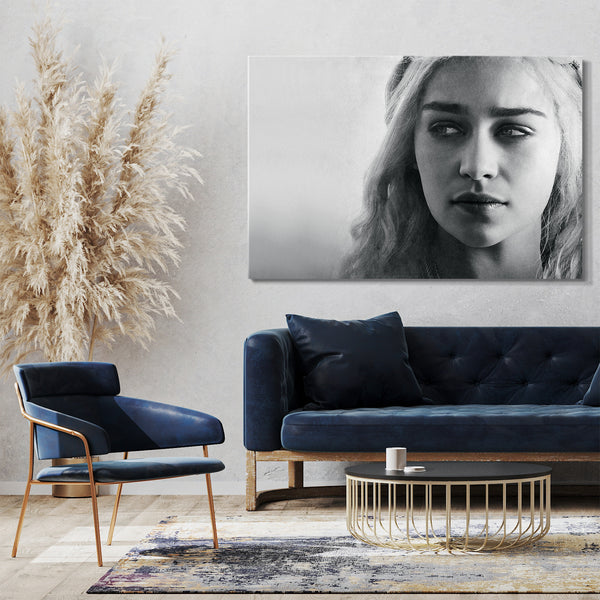 Leinwandbild Game of Thrones Daenerys Targaryen Portrait schwarz-weiss