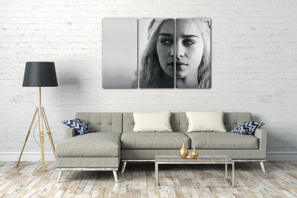 Leinwandbild Game of Thrones Daenerys Targaryen Portrait schwarz-weiss
