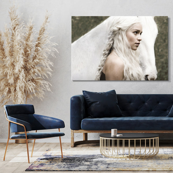 Leinwandbild Game of Thrones Daenerys Targaryen weisses Pferd