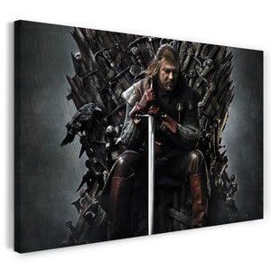 Leinwandbild Game of Thrones Ned Stark auf eisernem Thron mit Schwert
