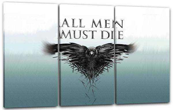 Leinwandbild Game of Thrones Krähe mit Spruch All Men Must Die