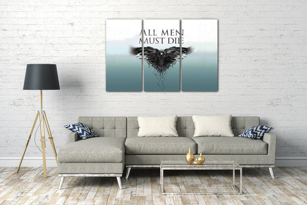 Leinwandbild Game of Thrones Krähe mit Spruch All Men Must Die