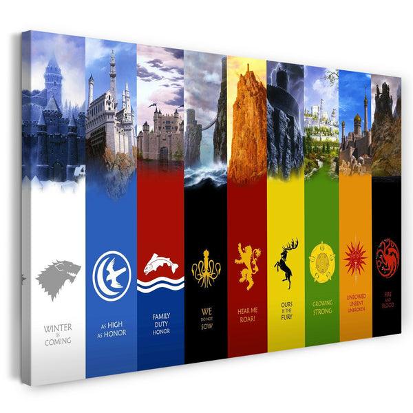 Leinwandbild Game of Thrones Wappen neun verschiedene Häuser mit Bild
