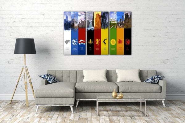 Leinwandbild Game of Thrones Wappen neun verschiedene Häuser mit Bild