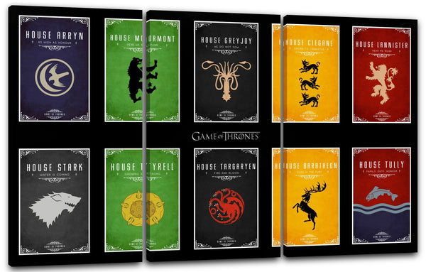 Leinwandbild Game of Thrones Wappen von 10 Häusern