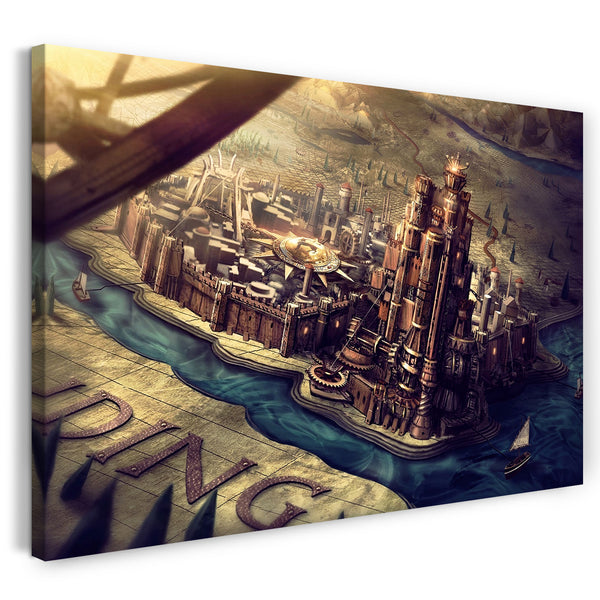 Leinwandbild Game of Thrones King's Landing auf Karte Globus