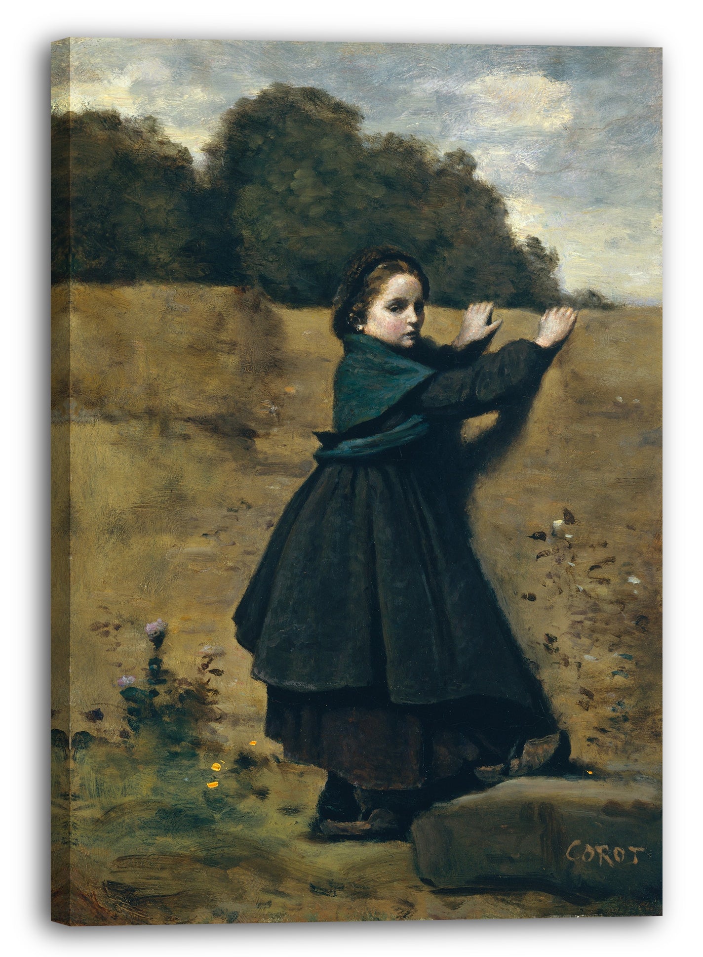 Leinwandbild Camille Corot - Das neugierige kleine Mädchen