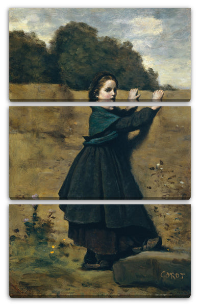 Leinwandbild Camille Corot - Das neugierige kleine Mädchen