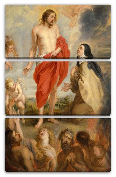 Leinwandbild Werkstatt von Peter Paul Rubens - Heilige Teresa von Ávila, die für Seelen im Purgatory interveniert