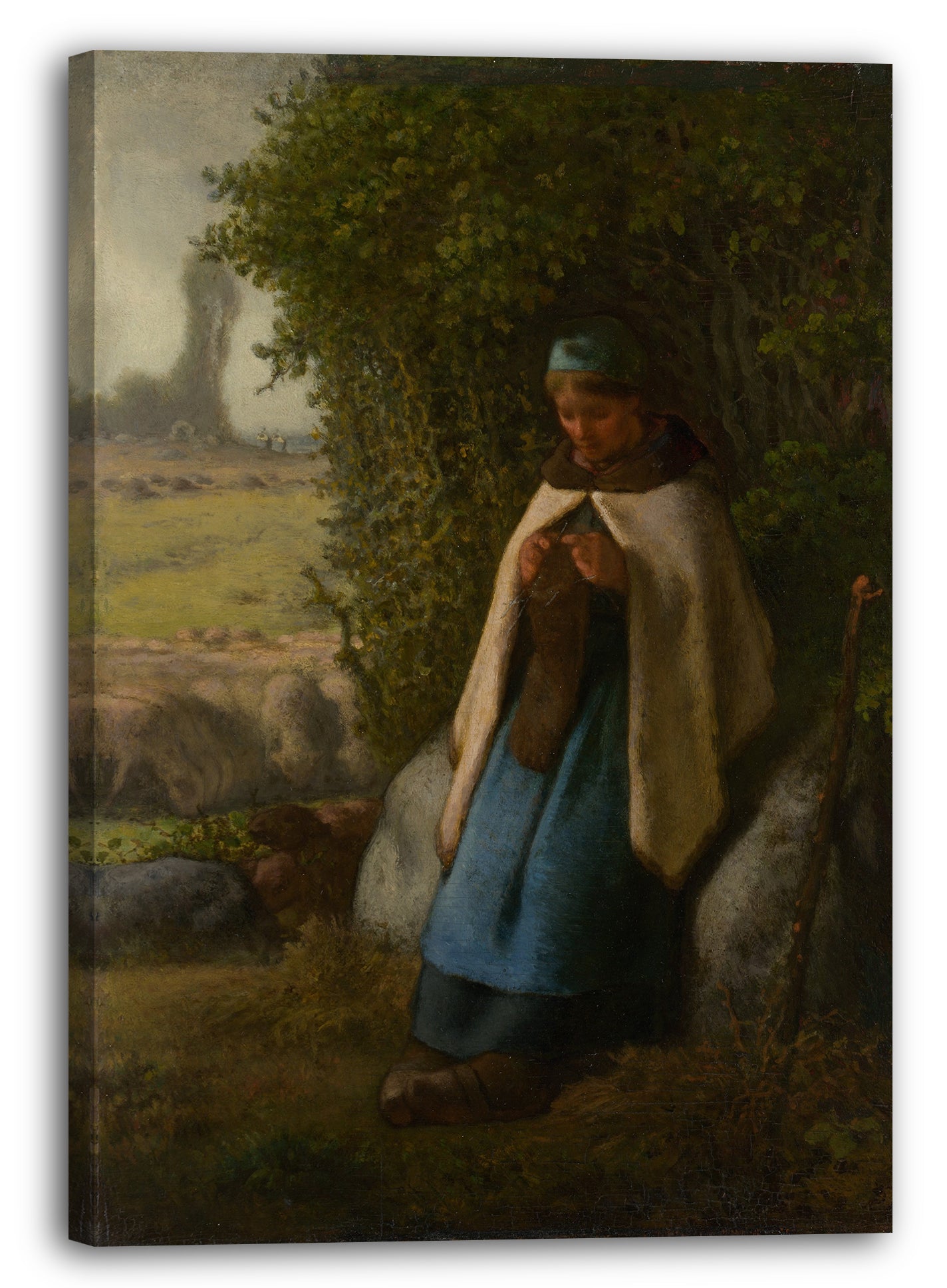 Leinwandbild Jean-François Millet - Schäferin sitzt auf einem Felsen