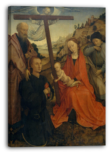 Leinwandbild Stil von Rogier van der Weyden - Die Heilige Familie mit dem heiligen Paulus und einem Spender