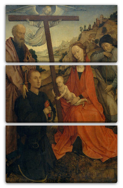 Leinwandbild Stil von Rogier van der Weyden - Die Heilige Familie mit dem heiligen Paulus und einem Spender