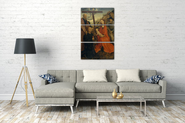 Leinwandbild Stil von Rogier van der Weyden - Die Heilige Familie mit dem heiligen Paulus und einem Spender