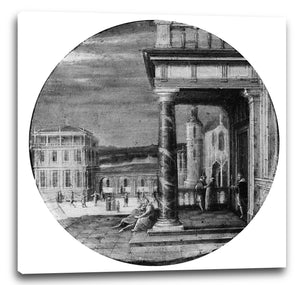 Leinwandbild Hendrick van Steenwijck II - Ein Renaissance Portico mit eleganten Figuren