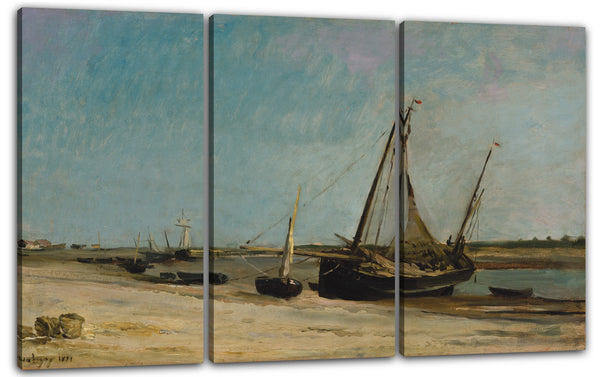 Leinwandbild Charles-François Daubigny - Boote an der Seeküste bei Étaples