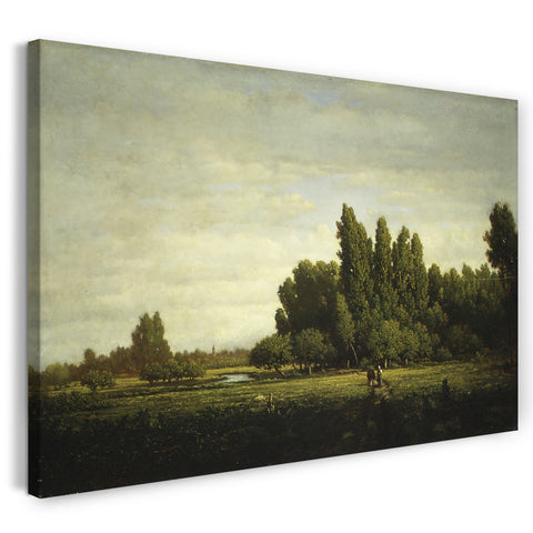 Leinwandbild Théodore Rousseau - Eine Wiese von Bäumen begrenzt