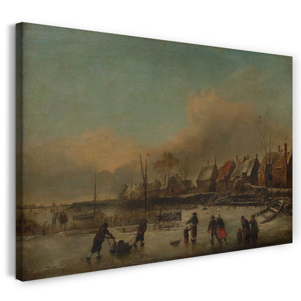 Leinwandbild Stil von Jan van de Cappelle - Winterszene