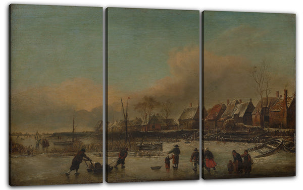 Leinwandbild Stil von Jan van de Cappelle - Winterszene