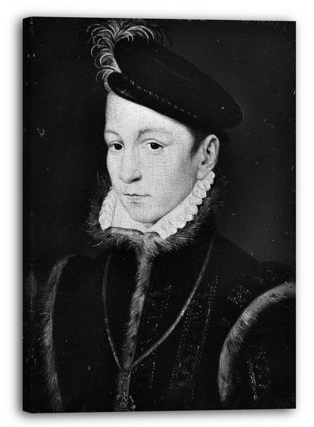 Leinwandbild Stil von François Clouet (Französisch, kurz nach 1561 gemalt) - Charles IX (1550-1574), König von Frankreich