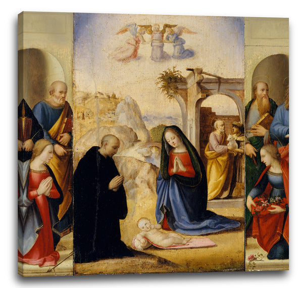 Leinwandbild Ridolfo Ghirlandaio - Die Geburt Christi mit Heiligen