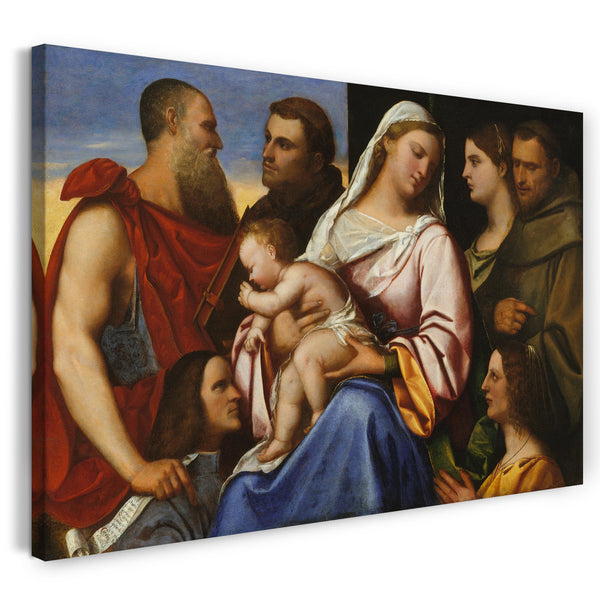 Leinwandbild Sebastiano del Piombo zugeschrieben - Madonna und Kind mit Heiligen und Stiftern
