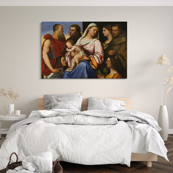 Leinwandbild Sebastiano del Piombo zugeschrieben - Madonna und Kind mit Heiligen und Stiftern