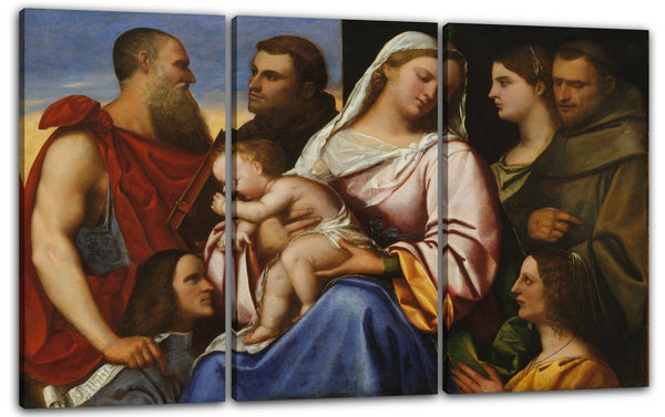 Leinwandbild Sebastiano del Piombo zugeschrieben - Madonna und Kind mit Heiligen und Stiftern