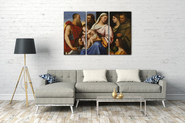 Leinwandbild Sebastiano del Piombo zugeschrieben - Madonna und Kind mit Heiligen und Stiftern