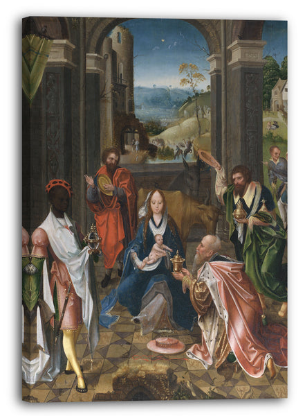 Leinwandbild Niederländischer (Antwerpener Manierist) Maler (um 1520) - Die Anbetung der Könige