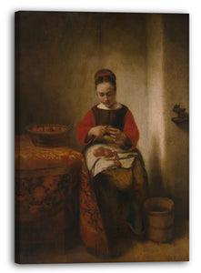 Leinwandbild Nicolaes Maes - Junge Frau Peeling Äpfel