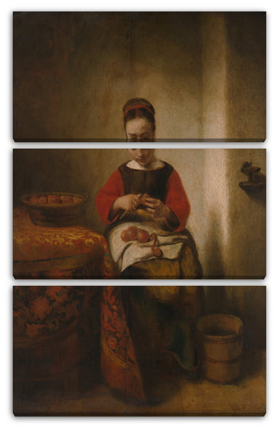 Leinwandbild Nicolaes Maes - Junge Frau Peeling Äpfel
