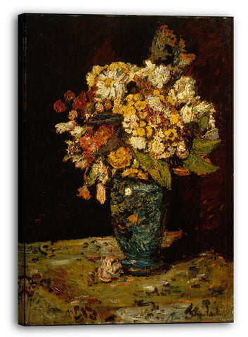 Leinwandbild Adolphe Monticelli - Blumen in einer blauen Vase