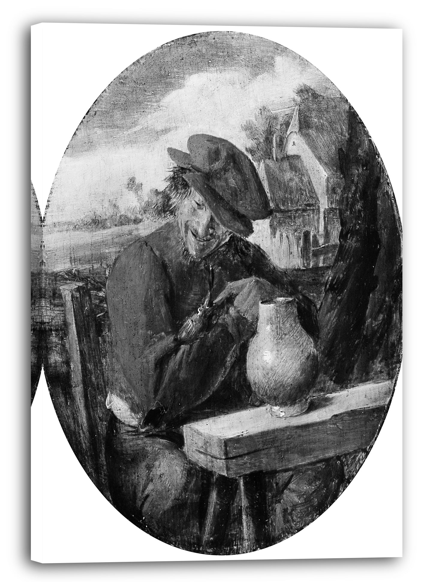 Leinwandbild Adriaen Brouwer - Ein Bauer mit einem Vogel