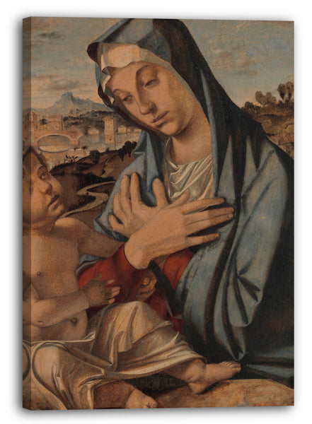 Leinwandbild Bartolomeo Montagna - Madonna, die das Kind anbetet