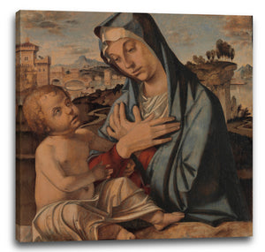 Leinwandbild Bartolomeo Montagna - Madonna, die das Kind anbetet