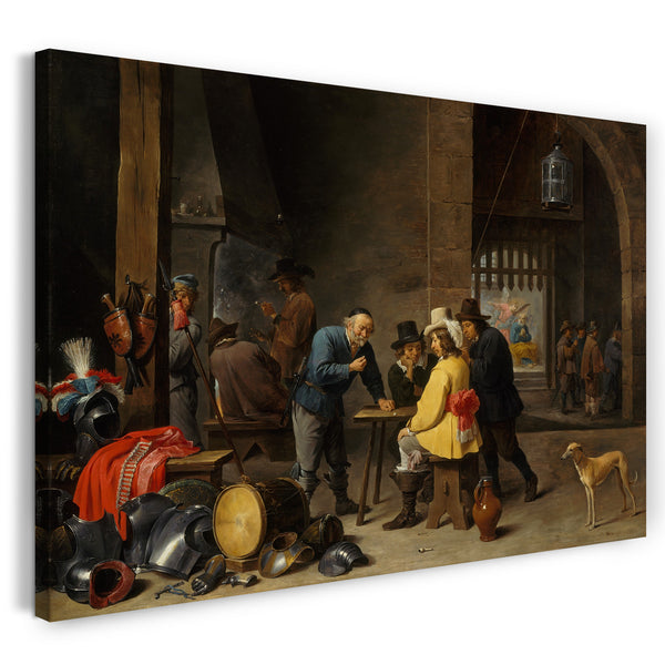 Leinwandbild David Teniers der Jüngere - Wachstube mit der Erlösung des heiligen Petrus