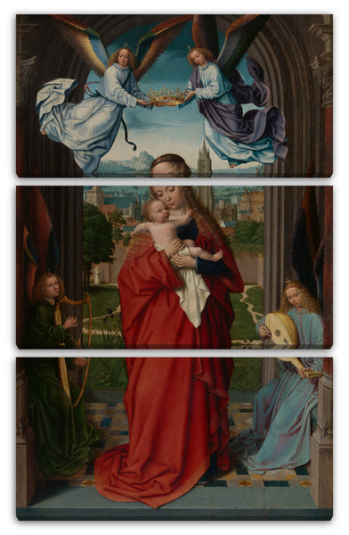 Leinwandbild Gerard David - Jungfrau und Kind mit vier Engeln
