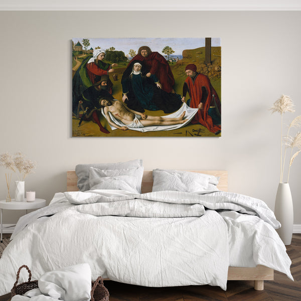 Leinwandbild Petrus Christus (Niederländer, Baarle-Hertog (Baerle-Duc), tätig bis 1444-gest. 1475/76 Brügge) - Die Beweinung