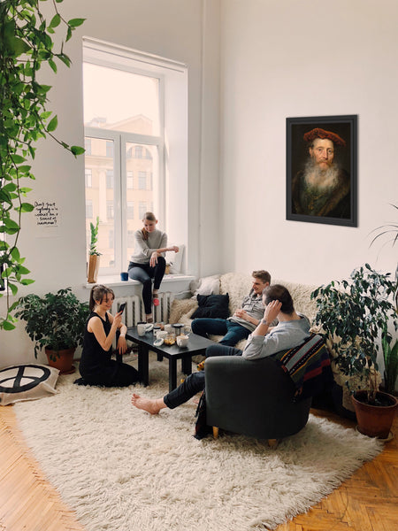 Leinwandbild Govert Flinck - Bärtiger Mann mit einer Samtkappe